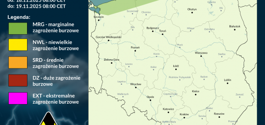 Prognoza burzowa na 18.11.2025 i noc z 18/19.11.2025