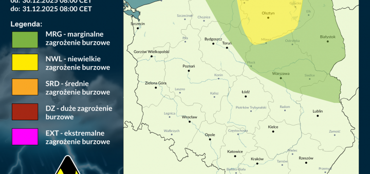 Prognoza burzowa na 30.12.2025 i noc z 30/31.12.2025