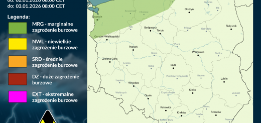 Prognoza burzowa na 2.01.2025 i noc z 2/3.01.2025