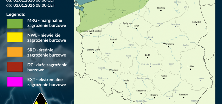 Prognoza burzowa na 2.01.2025 i noc z 2/3.01.2025