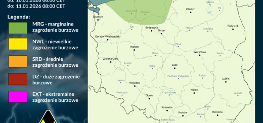 Prognoza burzowa na 10.01.2026 i noc z 10/11.01.2026