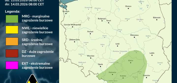 Prognoza burzowa na 13.03.2026 i noc z 13/14.03.2026