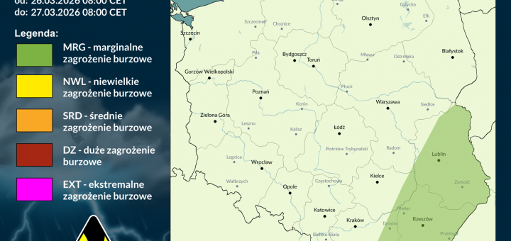 Prognoza burzowa na 26.03.2026 i noc z 26/27.03.2026