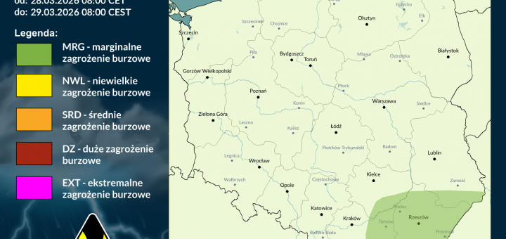 Prognoza burzowa na 28.03.2026 i noc z 28/29.03.2026