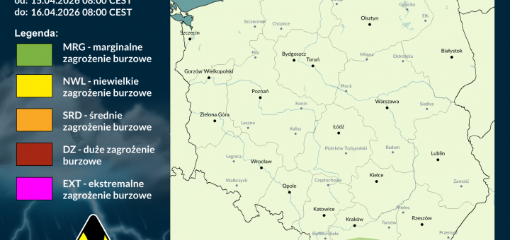 Prognoza burzowa na 15.04.2026 i noc z 15/16.04.2026