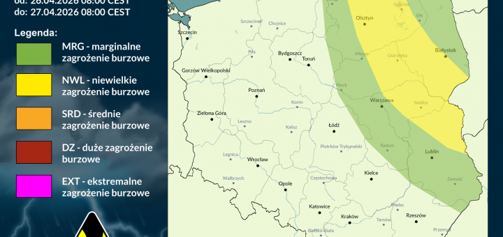 Prognoza burzowa na 26.04.2026 i noc z 26/27.04.2026