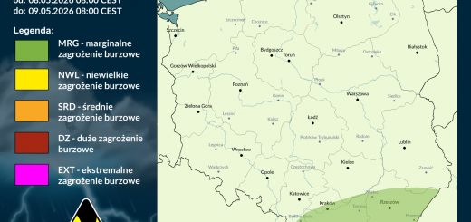 Prognoza burzowa na 8.05.2026 i noc z 8/9.05.2026