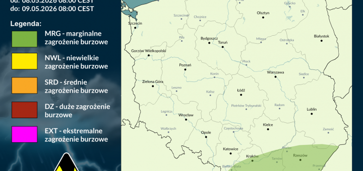 Prognoza burzowa na 8.05.2026 i noc z 8/9.05.2026