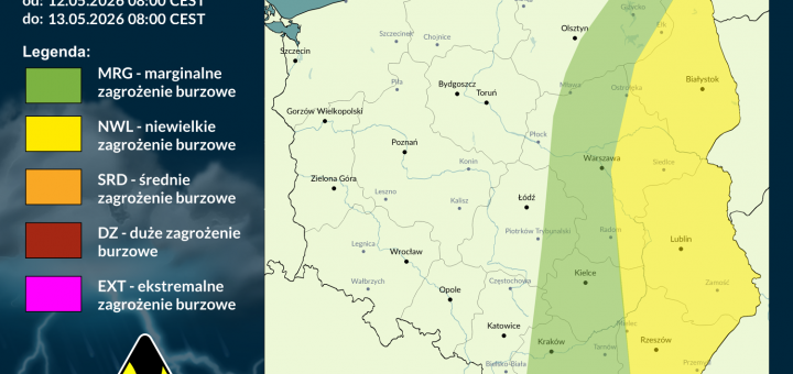 Prognoza burzowa na 12.05.2026 i noc z 12/13.05.2026