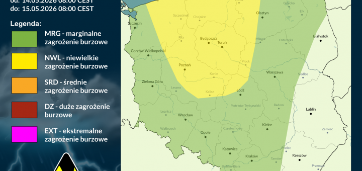 Prognoza burzowa na 14.05.2026 i noc z 14/15.05.2026