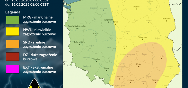 Prognoza burzowa na 15.05.2026 i noc z 15/16.05.2026 [AKTUALIZACJA]