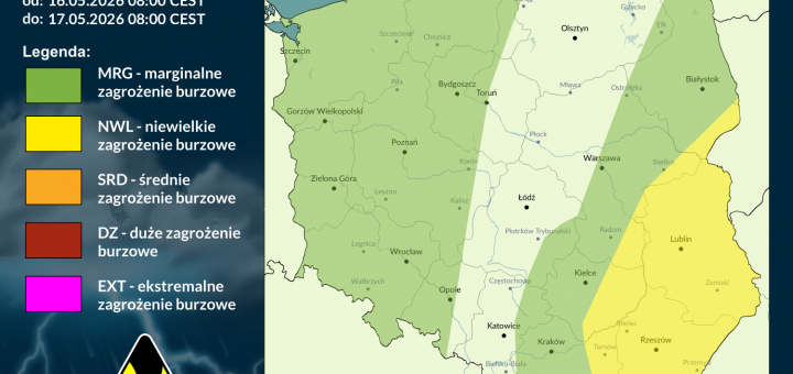 Prognoza burzowa na 16.05.2026 i noc z 16/17.05.2026