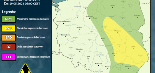 Prognoza burzowa na 18.05.2026 i noc z 18/19.05.2026
