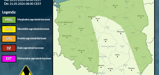 Prognoza burzowa na 20.05.2026 i noc z 20/21.05.2026