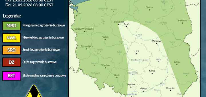 Prognoza burzowa na 20.05.2026 i noc z 20/21.05.2026