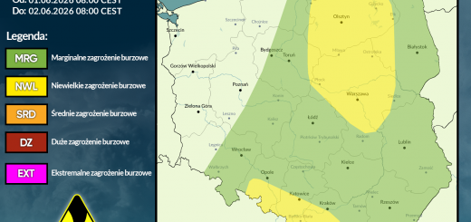 Prognoza burzowa na 1.06.2026 i noc z 1/2.06.2026