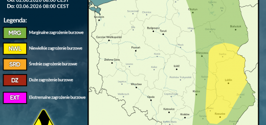 Prognoza burzowa na 2.06.2026 i noc z 2/3.06.2026