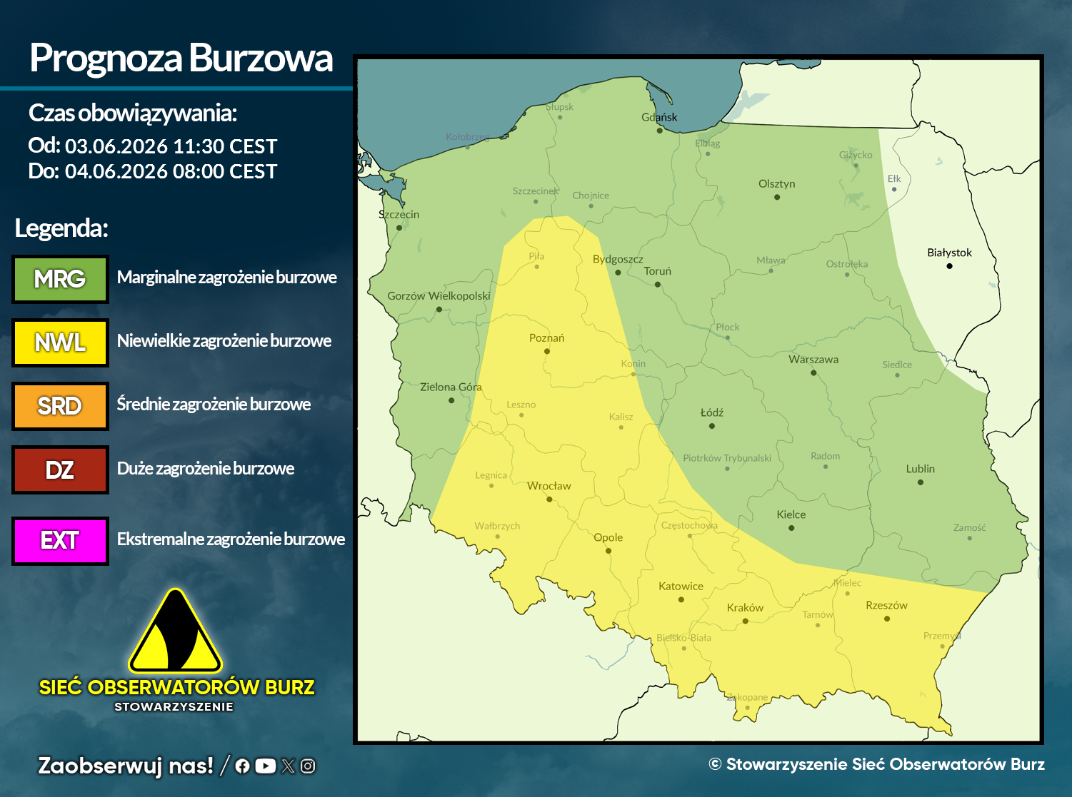 Prognoza burzowa na 3.06.2026 i noc z 3/4.06.2026 [AKTUALIZACJA]