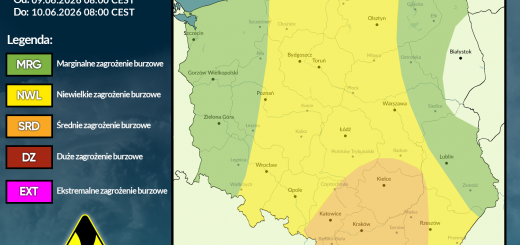 Prognoza burzowa na 9.06.2026 i noc z 9/10.06.2026