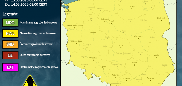 Prognoza burzowa na 13.06.2026 i noc z 13/14.06.2026