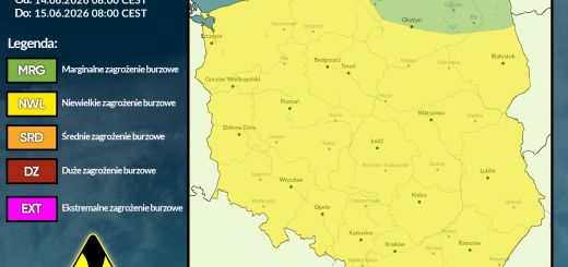 Prognoza burzowa na 14.06.2026 i noc z 14/15.06.2026