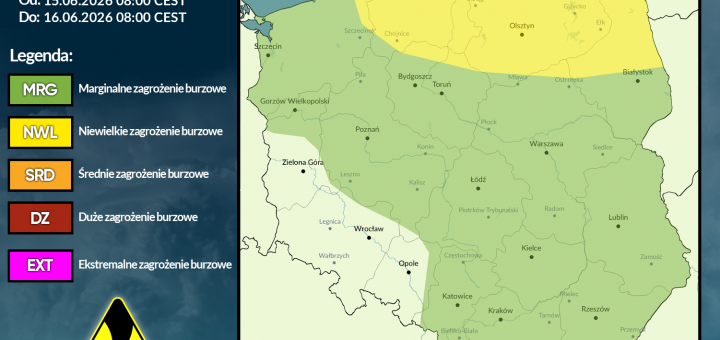 Prognoza burzowa na 15.06.2026 i noc z 15/16.06.2026