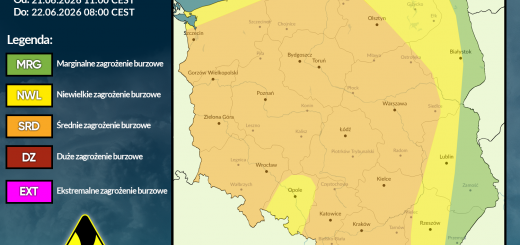 Prognoza burzowa na 21.06.2026 i noc z 21/22.06.2026 [AKTUALIZACJA]