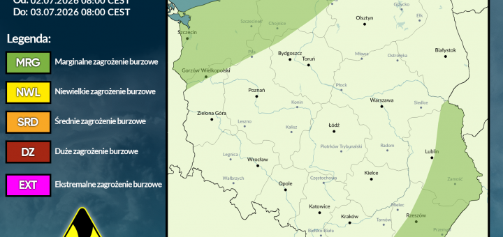 Prognoza burzowa na 2.06.2026 i noc z 2/3.06.2026