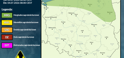 Prognoza burzowa na 3.07.2026 i noc z 3/4.07.2026