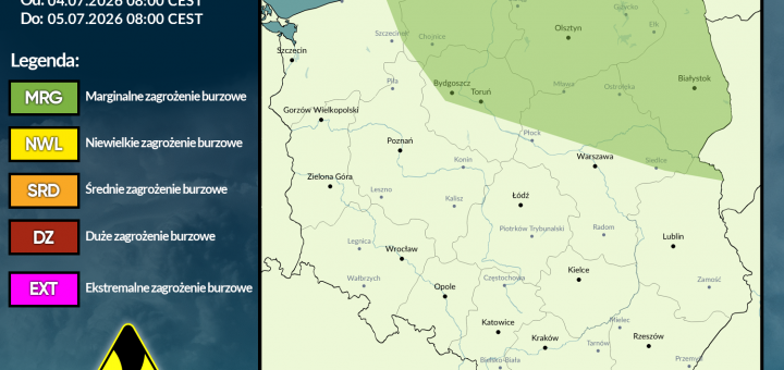 Prognoza burzowa na 4.07.2026 i noc z 4/5.07.2026