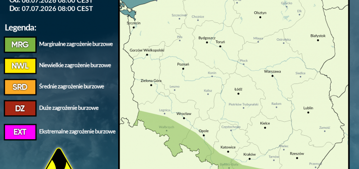 Prognoza burzowa na 6.07.2026 i noc z 6/7.07.2026