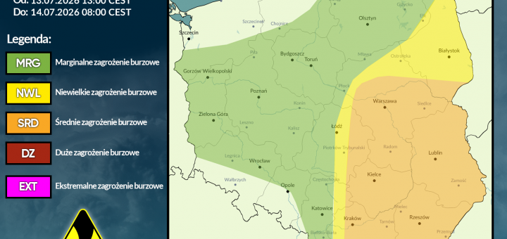 Prognoza burzowa na 13.07.2026 i noc z 13/14.07.2026 [AKTUALIZACJA]