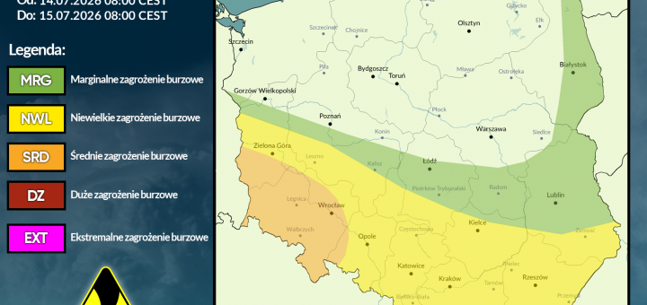 Prognoza burzowa na 14.07.2026 i noc z 14/15.07.2026