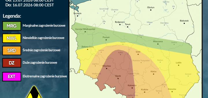 Prognoza burzowa na 15.07.2026 i noc z 15/16.07.2026