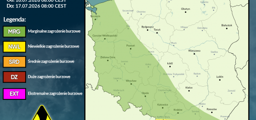 Prognoza burzowa na 16.07.2026 i noc z 16/17.07.2026
