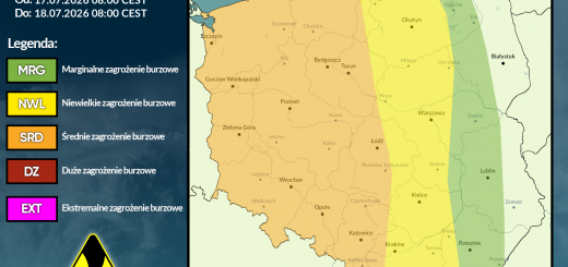 Prognoza burzowa na 17.07.2026 i noc z 17/18.07.2026