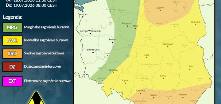Prognoza burzowa na 18.07.2026 i noc z 18/19.07.2026 [AKTUALIZACJA]