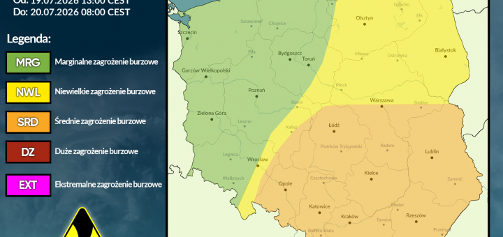 Prognoza burzowa na 19.07.2026 i noc z 19/20.07.2026 [AKTUALIZACJA]