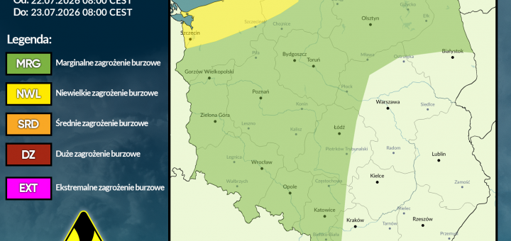 Prognoza burzowa na 22.07.2026 i noc z 22/23.07.2026