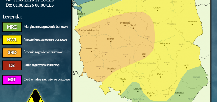 Prognoza burzowa na 31.07.2026 i noc z 31.07/1.08.2026 [AKTUALIZACJA]