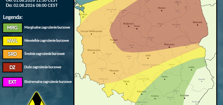 Prognoza burzowa na 1.08.2026 i noc z 1/2.08.2026 [AKTUALIZACJA]