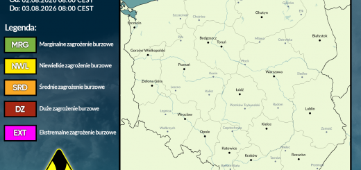 Prognoza burzowa na 2.08.2026 i noc z 2/3.08.2026