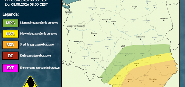 Prognoza burzowa na 7.08.2026 i noc z 7/8.08.2026