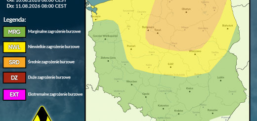 Prognoza burzowa na 10.08.2026 i noc z 10/11.08.2026