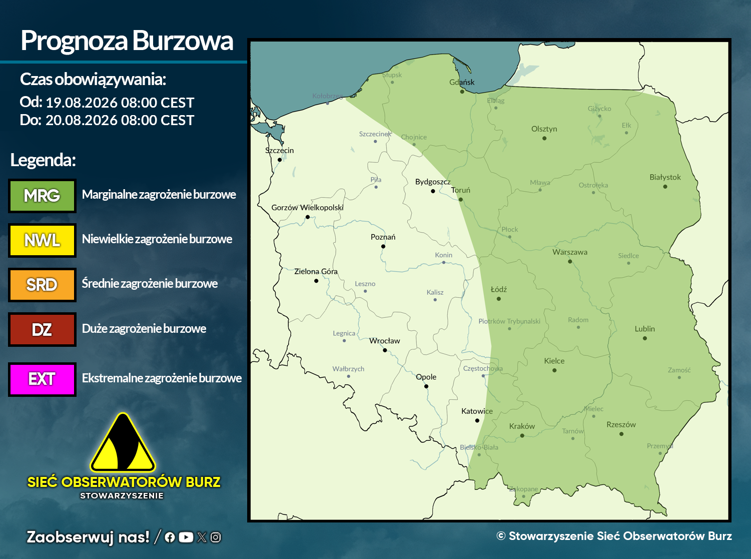 Prognoza burzowa na 18.08.2026 i noc z 18/19.08.2026