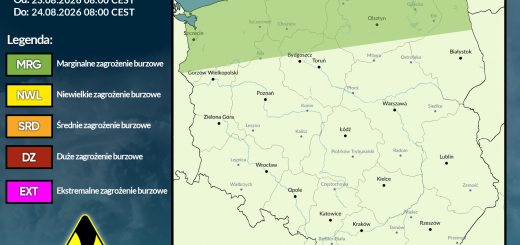 Prognoza burzowa na 23.08.2026 i noc z 23/24.08.2026