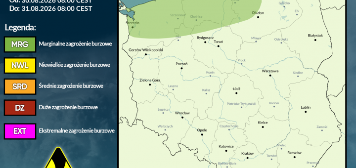 Prognoza burzowa na 30.08.2026 i noc z 30/31.08.2026