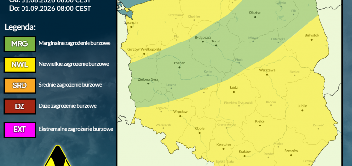 Prognoza burzowa na 31.08.2026 i noc z 31.08/1.09.2026