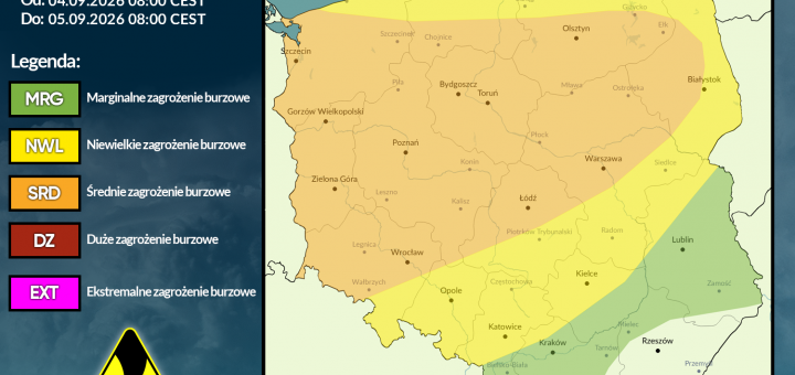 Prognoza burzowa na 4.09.2026 i noc z 4/5.09.2026